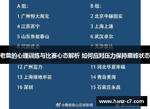 老詹的心理训练与比赛心态解析 如何应对压力保持巅峰状态